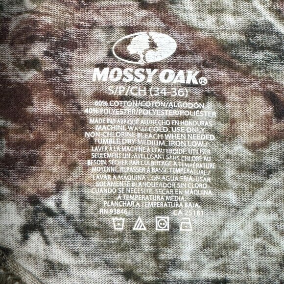 Mossy Oak T Shirt Tree Camouflage Camo Cotton Polyester Men's Size Small (34-36) - Picture 4 of 8
